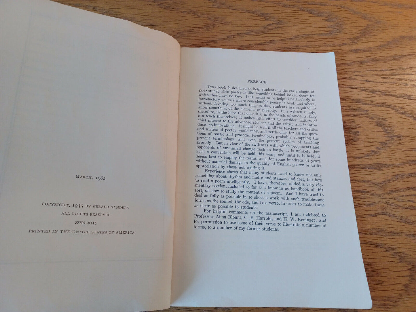A Poetry Primer Gerald Sanders 1962 Holt, Rinehart & Winston Softcover Paperback