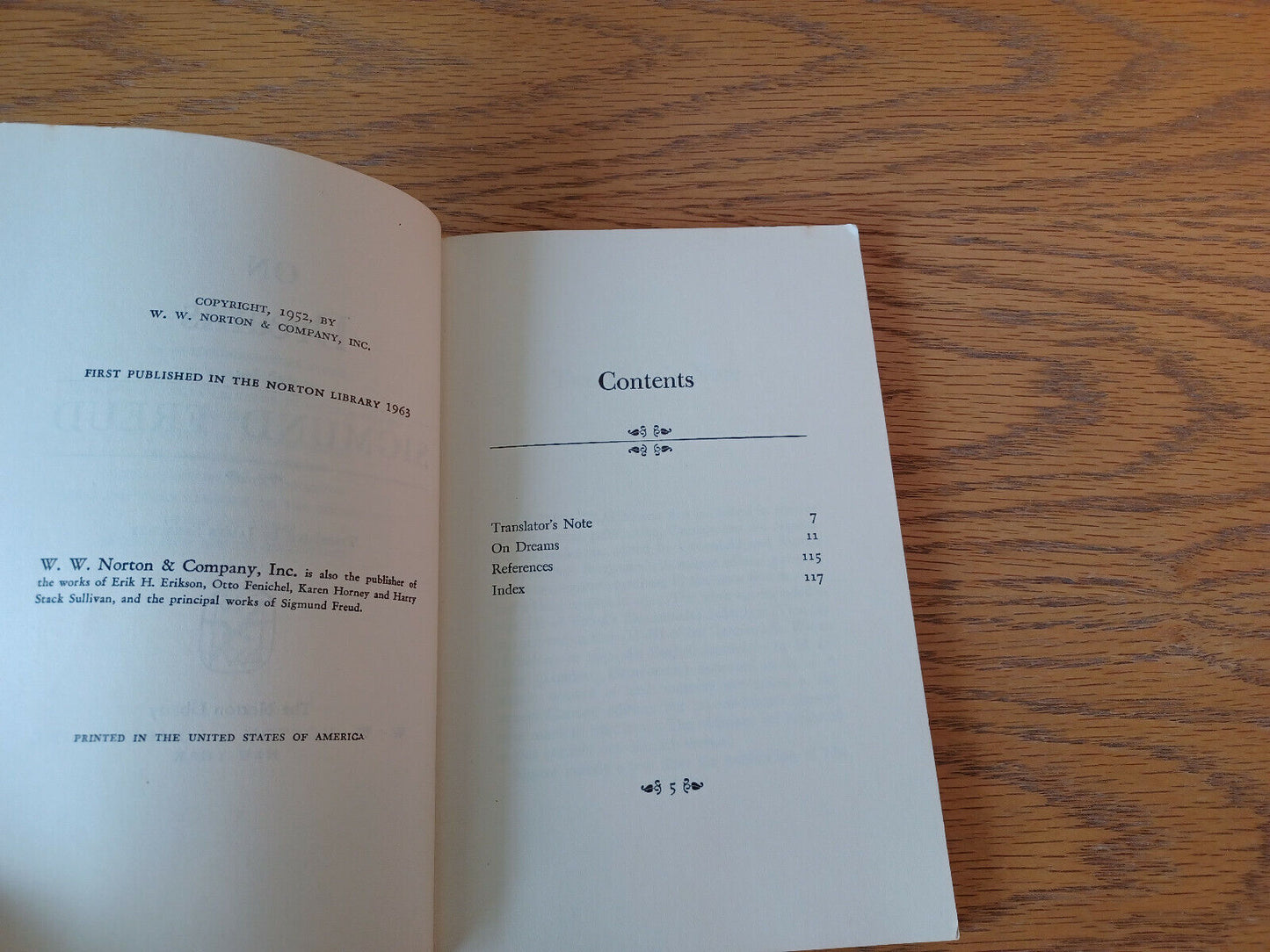 Sigmund Freud On Dreams 1963 W. W. Norton & Company Paperback