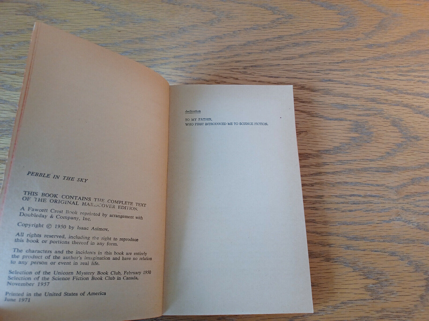 Pebble In The Sky Isaac Asimov 1971 Paperback Fawcett Crest