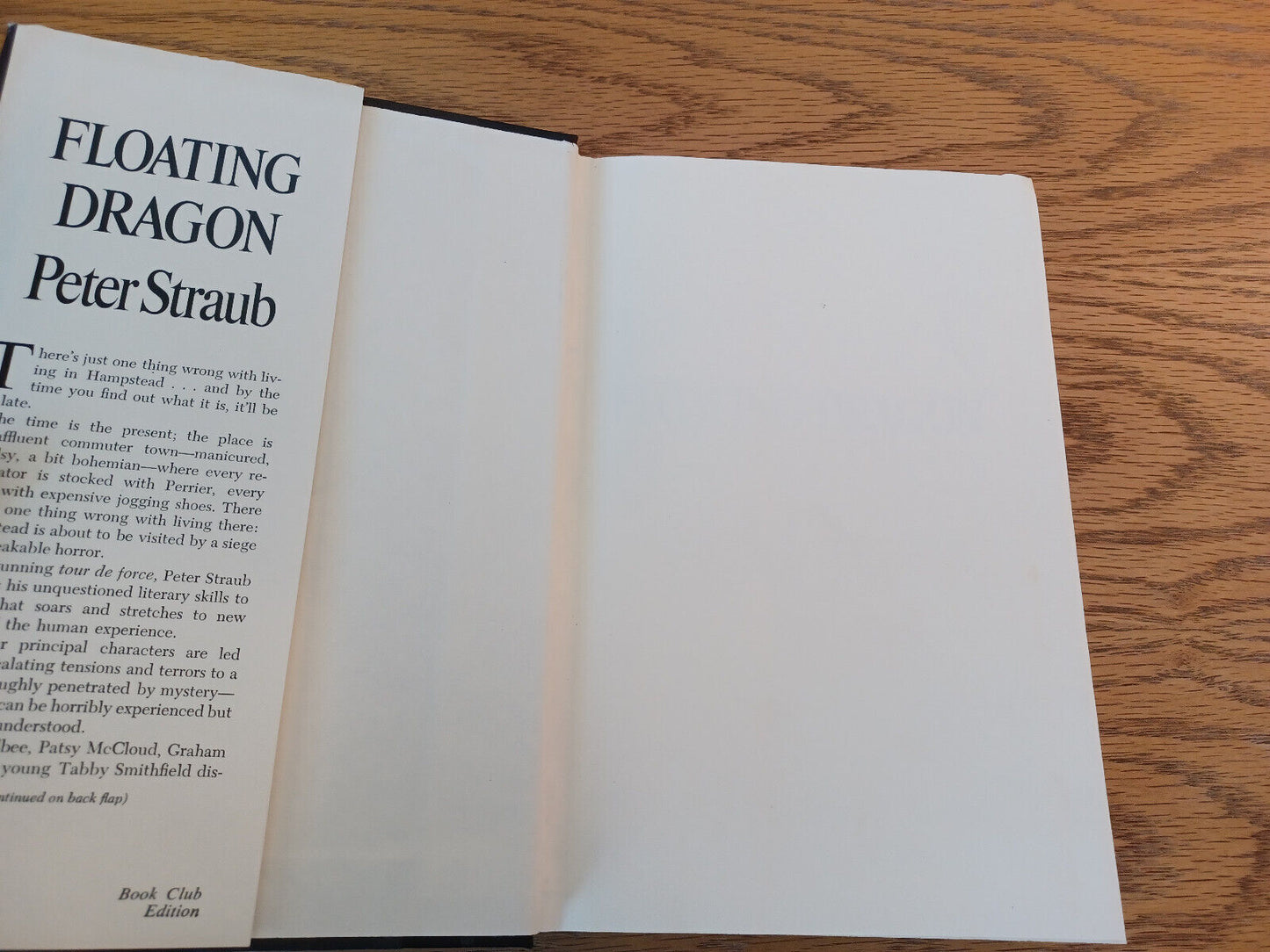 Floating Dragon Peter Straub 1982 Book Club Edition Hardcover Dust Jacket