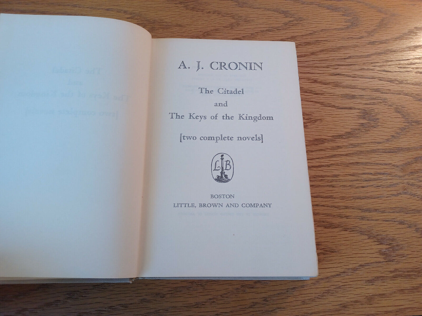 A J Cronin The Citadel And The Keys Of The Kingdom 1941 Hardcover