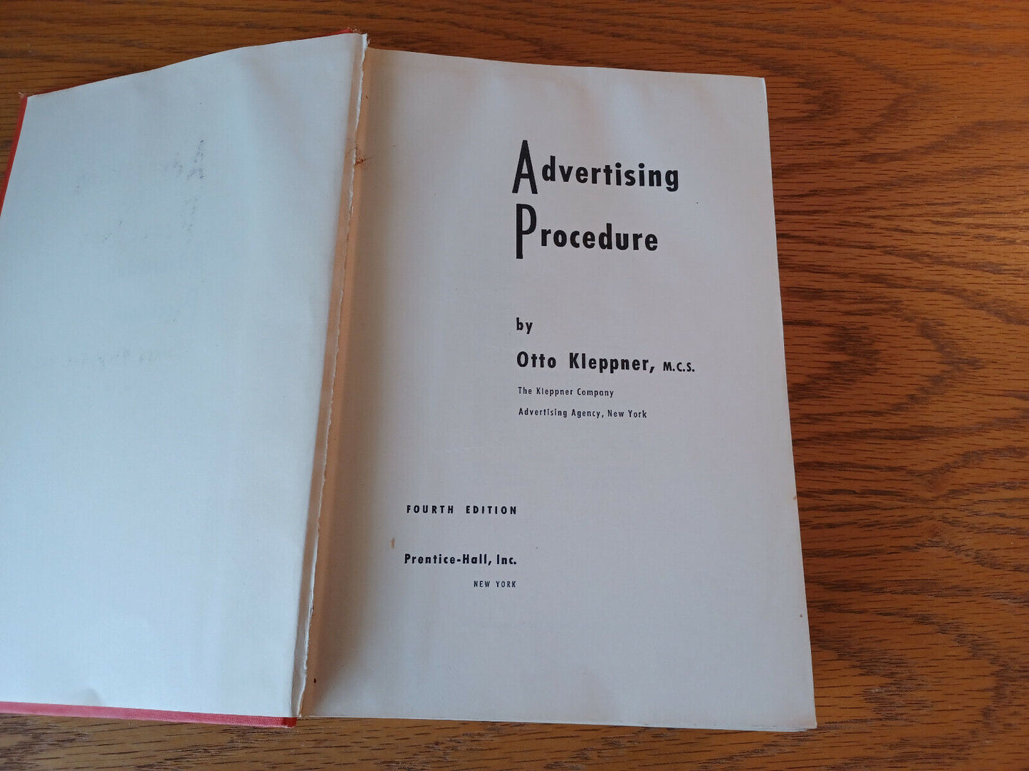 Advertising Procedure Otto Kleppner 1952 Hardcover Prentice Hall 4th Ed