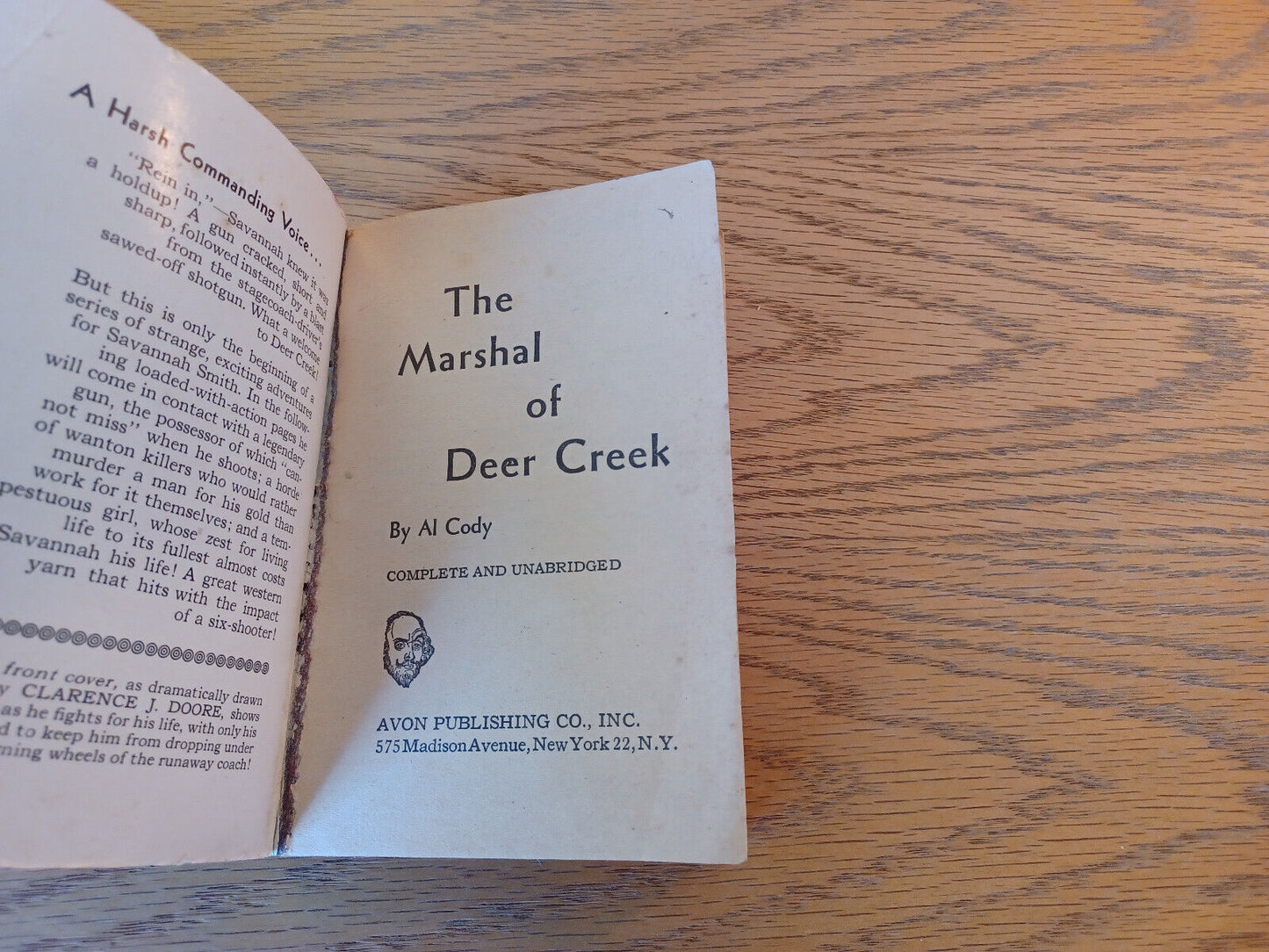 Marshal Deer Creek Al Cody 1951 Paperback Avon