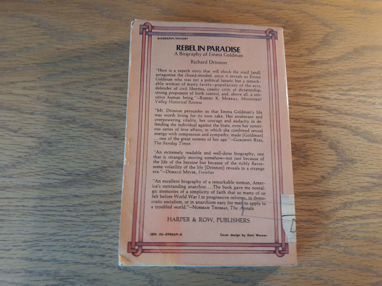 Rebel in Paradise: a Biography of Emma Goldman by Richard Drinnon 1976 Paperback
