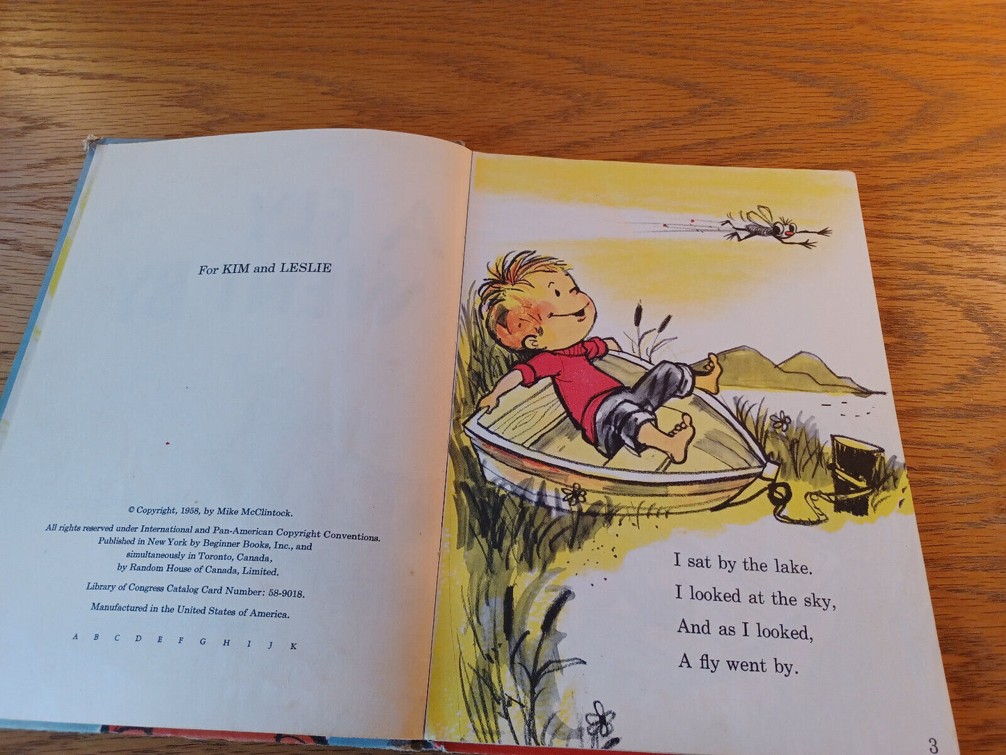 A Fly Went By Mike McClintock Book Club Edition Hardcover Beginner Books 1958