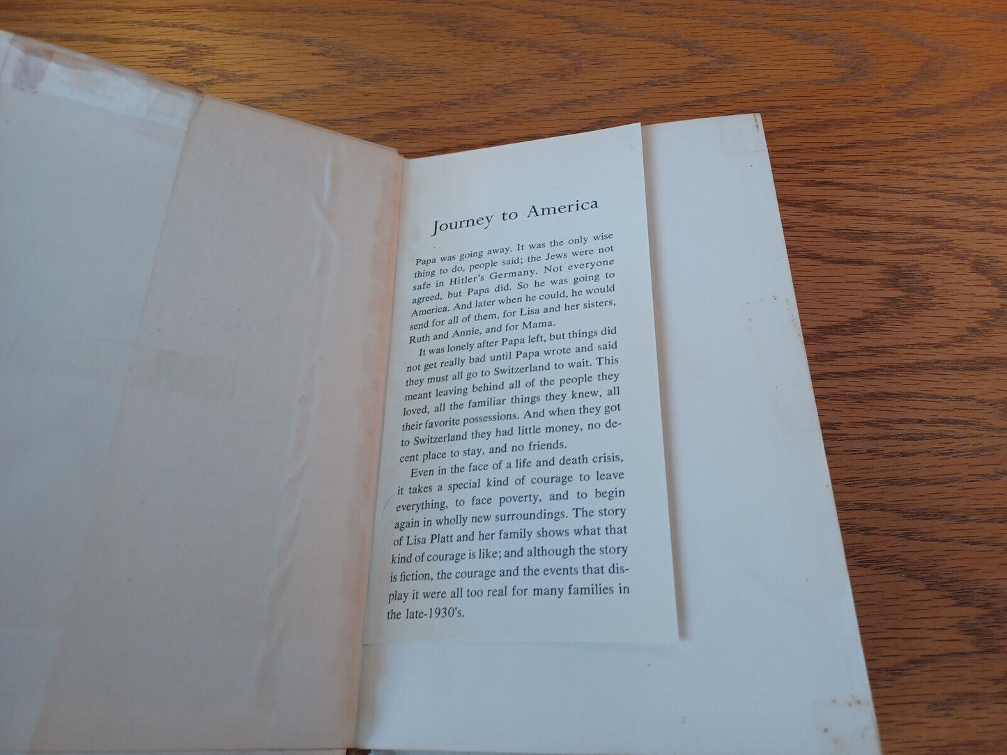 Journey To America Sonia Levitin 1970 1st Ed Hardcover Dust Jacket Atheneum