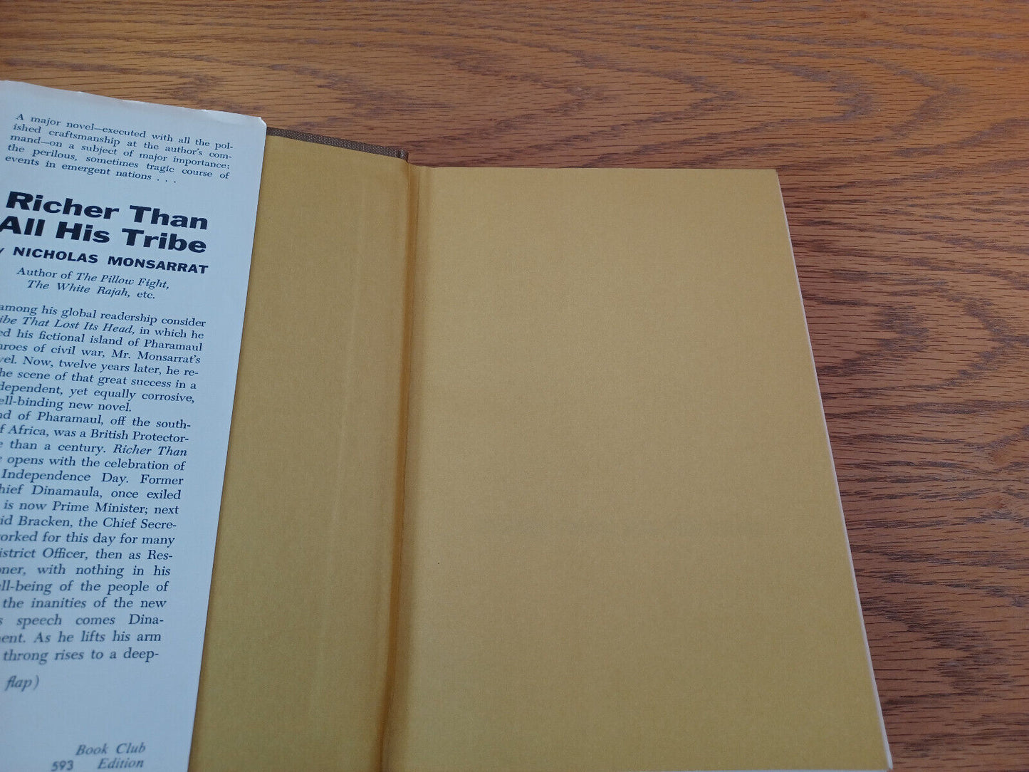 Richer Than All His Tribe Nicholas Monsarrat 1969 Hardcover Dust Jacket William
