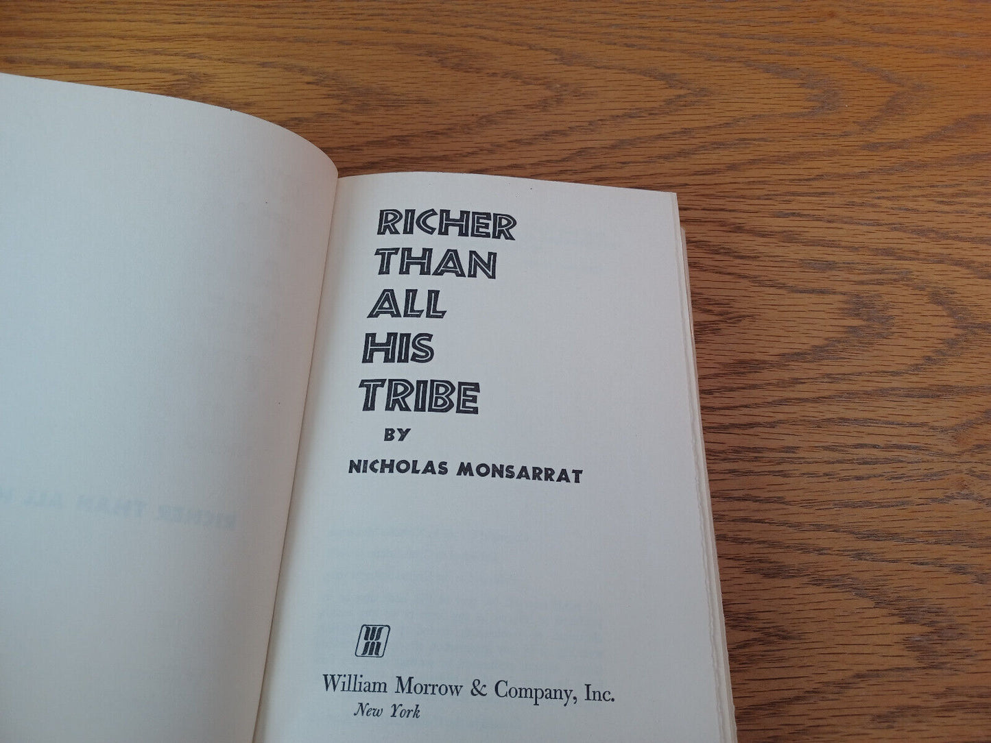Richer Than All His Tribe Nicholas Monsarrat 1969 Hardcover Dust Jacket William