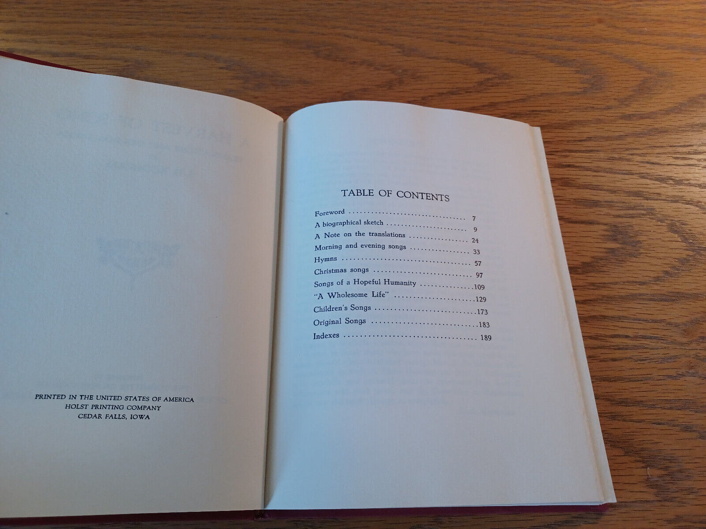 A Harvest Of Song S D Rodholm 1953 Hardcover American Evangelical Lutheran Churc