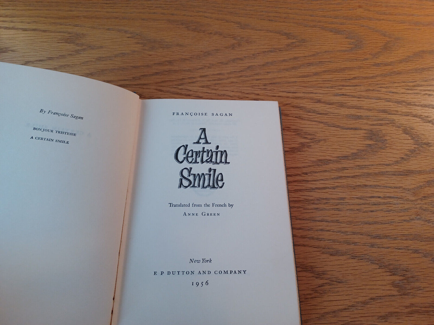 A Certain Smile Francoise Sagan 1956 1st Ed Hardcover E P Dutton