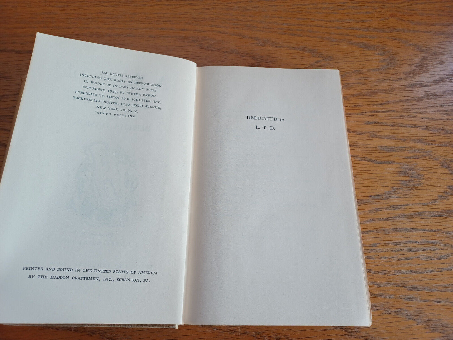 A Sense of Humus Bertha Damon 1943 Simon and Schuster Hardcover Dust Jacket