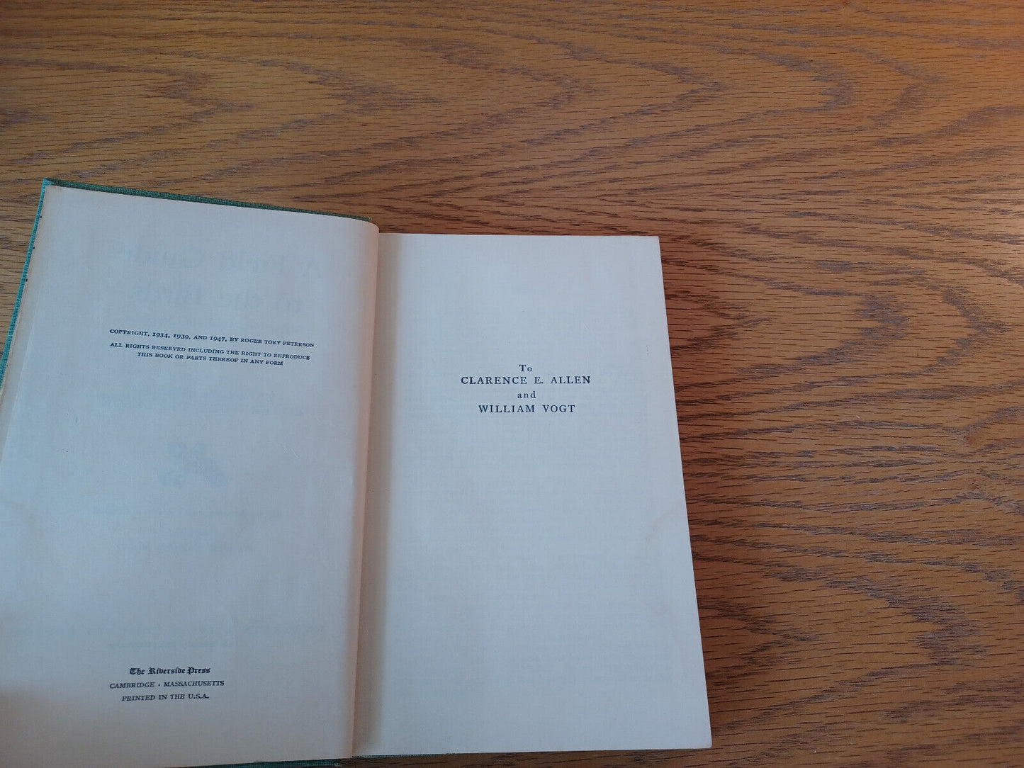 A Field Guide To The Birds Roger Tory Peterson 1947 Hardcover Houghton Mifflin