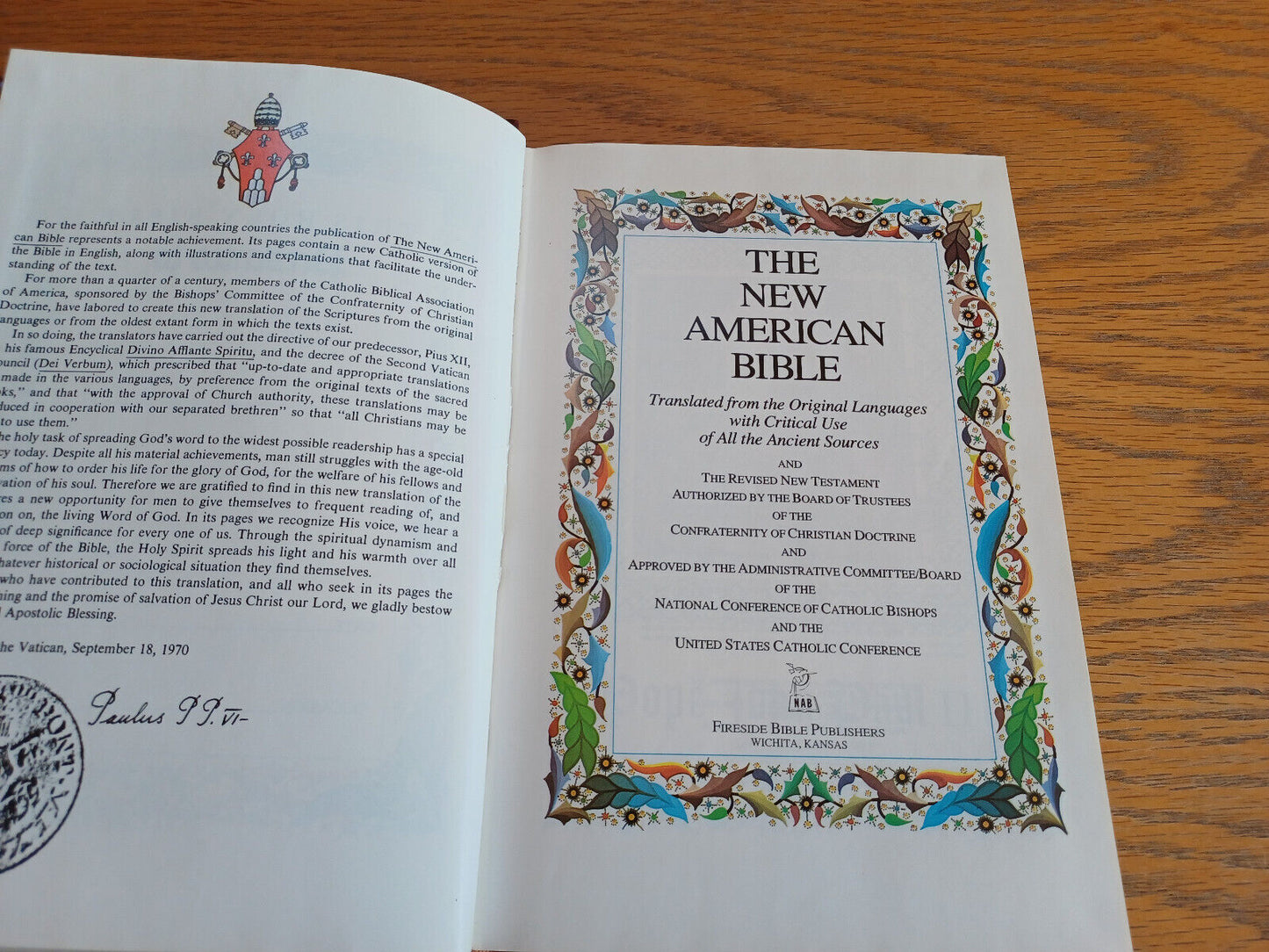 The New American Bible School and Church Edition 1997 Hardcover Fireside