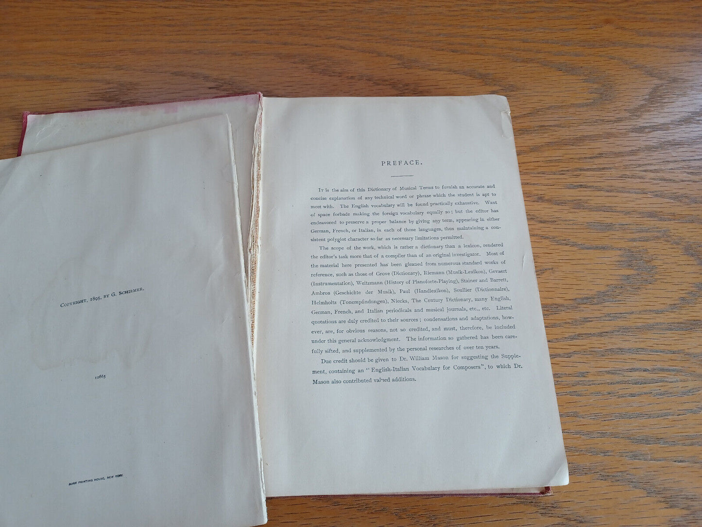 A Dictionary of Musical Terms TH. Baker 1902 Hardcover G Schirmer