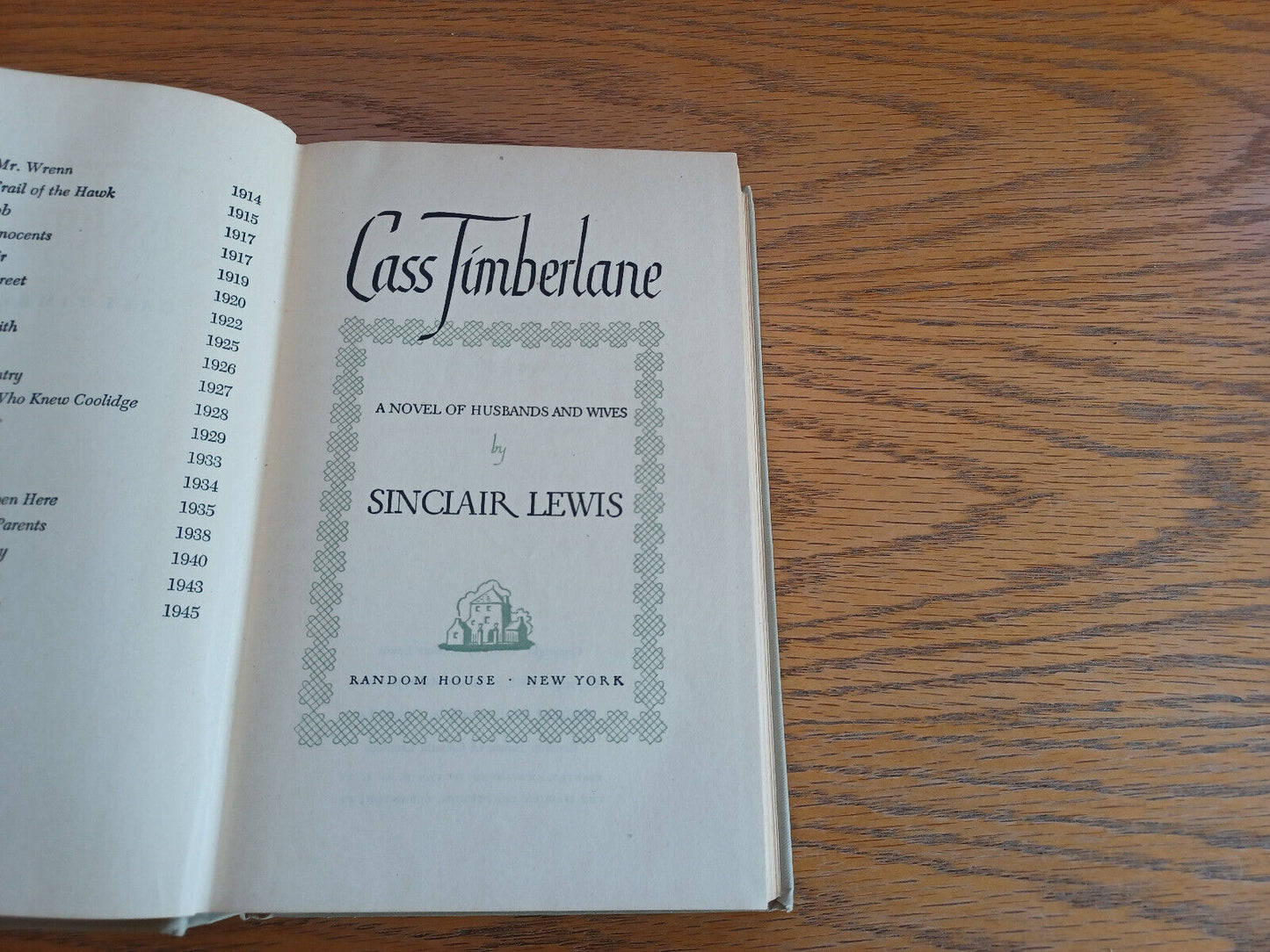 Cass Timberlane Sinclair Lewis 1945 Hardcover Random House