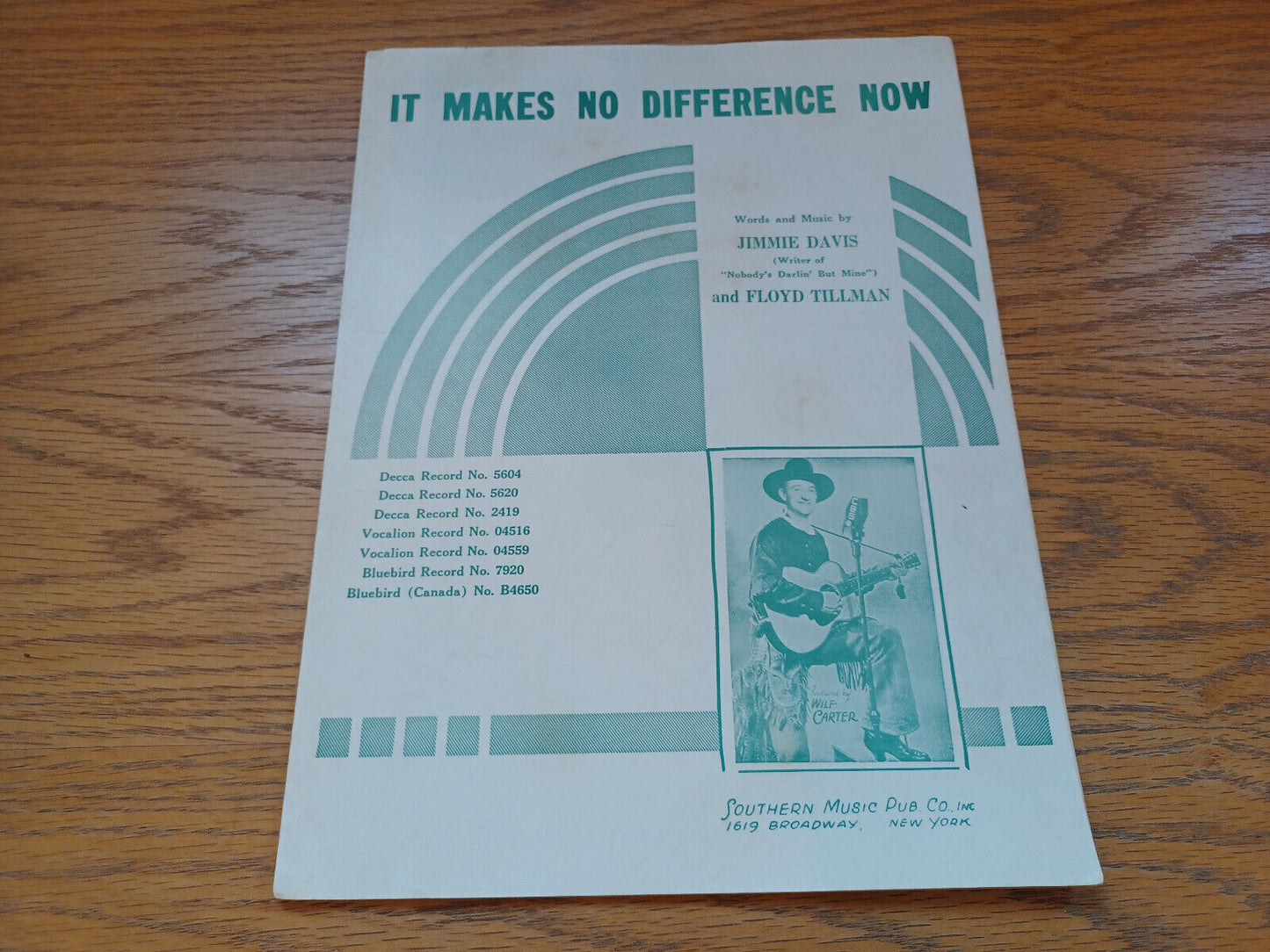 It Makes No Difference Now Jimmie Davis And Floyd Tillman 1939 Southern Music