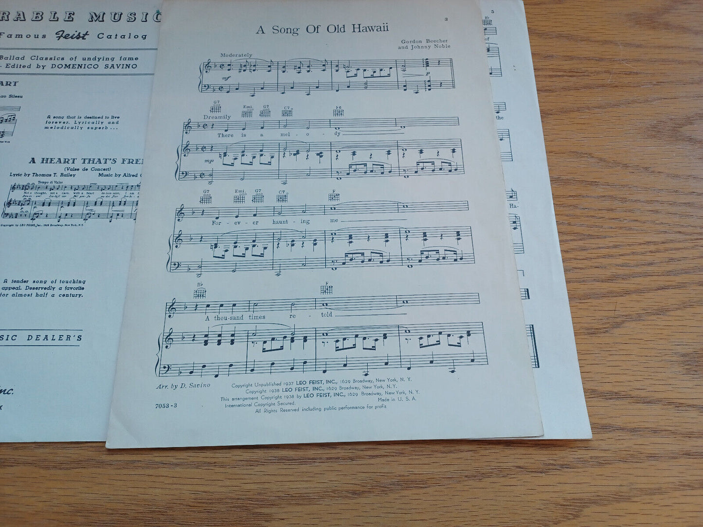 A Song Of Old Hawaii Gordon Beecher And Johnny Noble 1938 Leo Feist