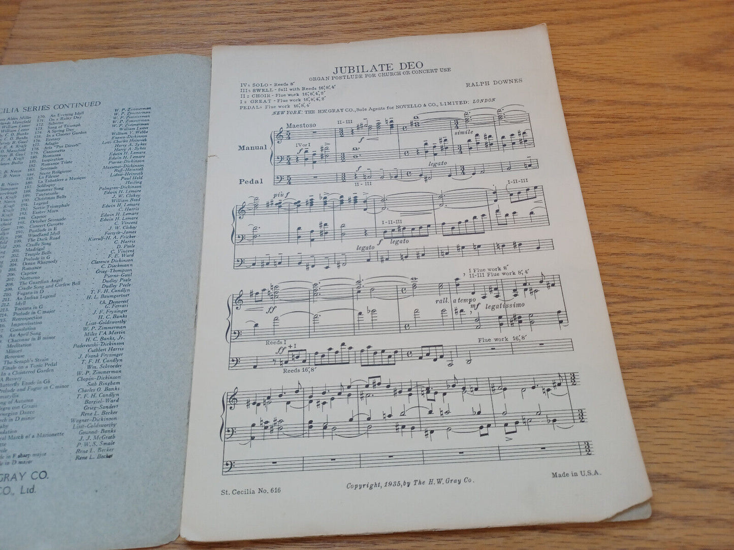 Jubilate Deo Ralph Downes 1935 H W Gray