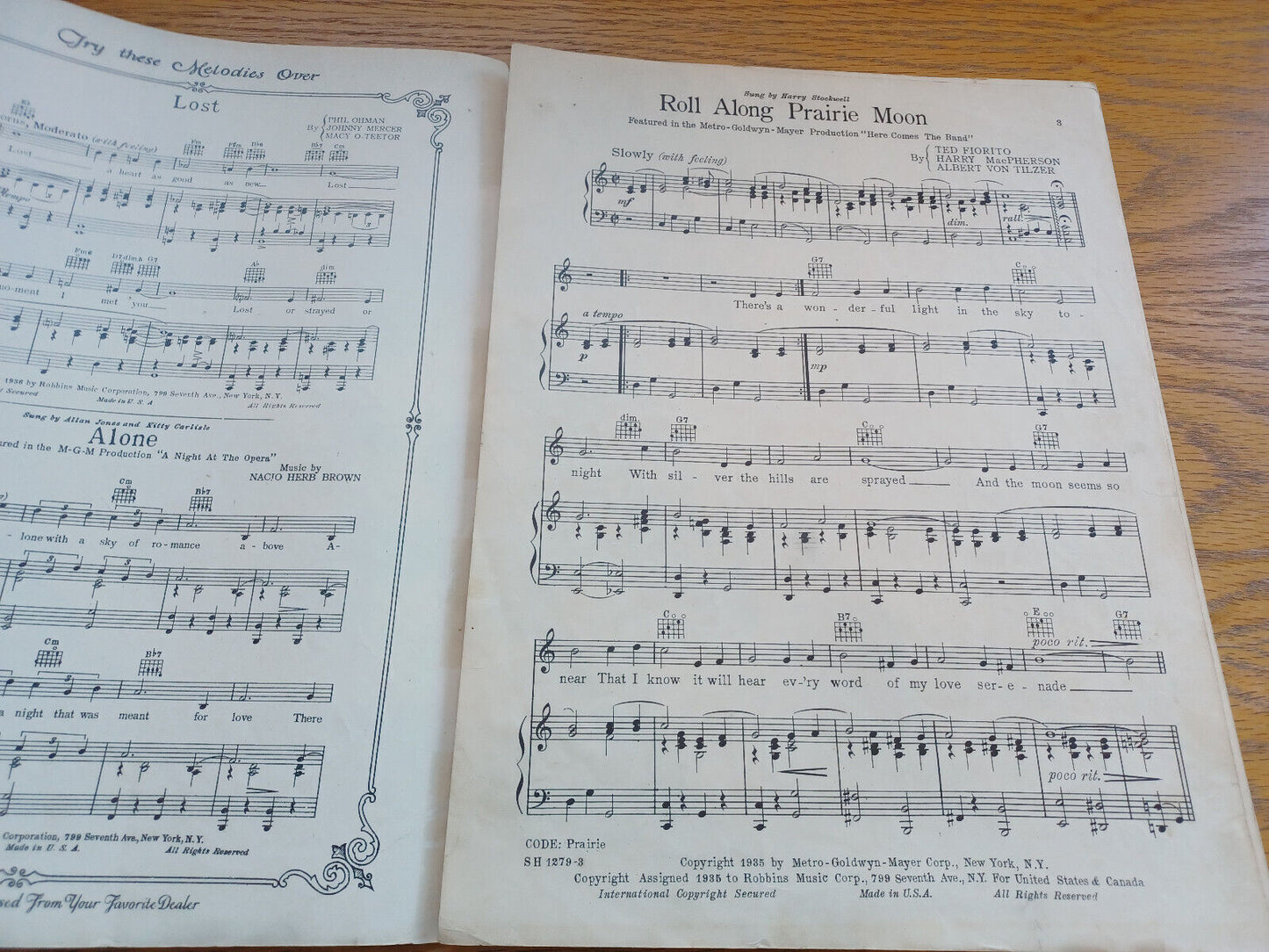 Roll Along Prairie Moon Ted Fiorito Harry Macpherson Albert Von Tilzer 1935 Robb