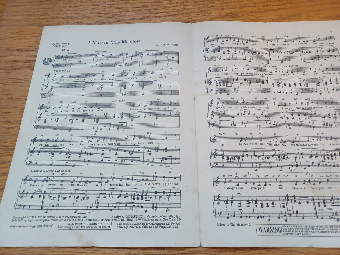 A Tree In The Meadow Billy Reid 1947 Campbell Connelly B