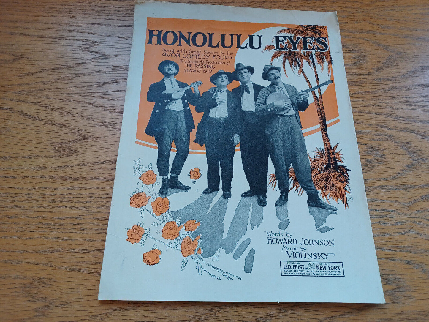 Honolulu Eyes Howard Johnson Violinsky 1921 Leo Feist