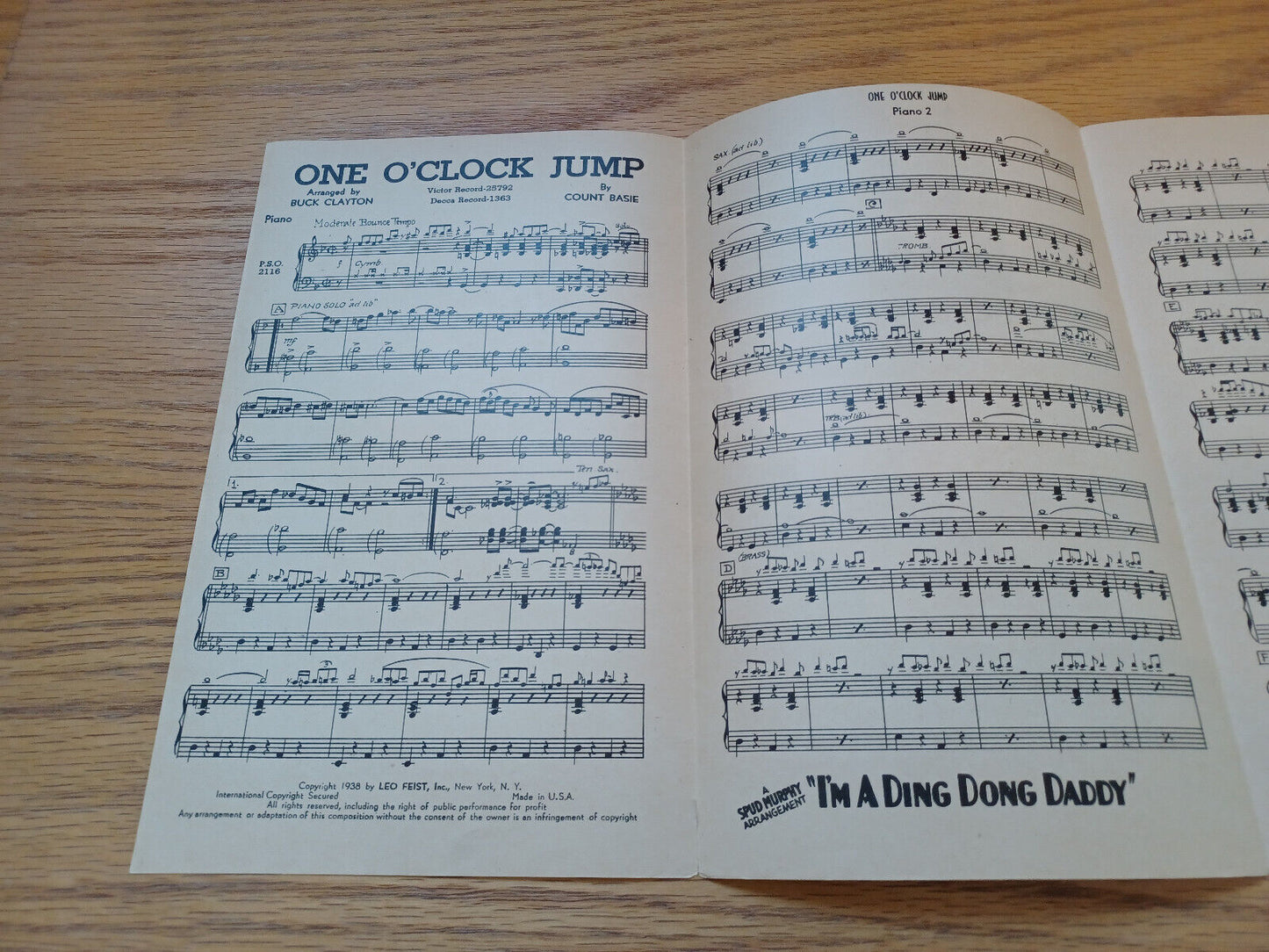 One O'clock Jump Buck Clayton Count Basie 1938 Leo Feist