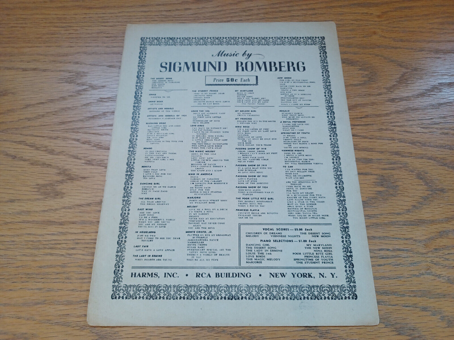 The Desert Song Sigmund Romberg 1926 Harms