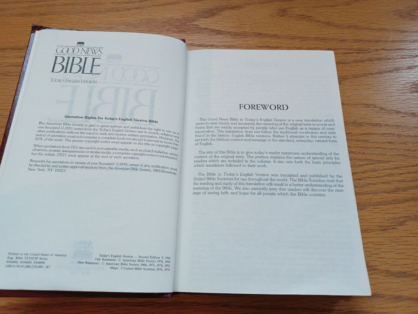 Good News Bible Today’s English Version 1992 Second Edition American Bible Socie