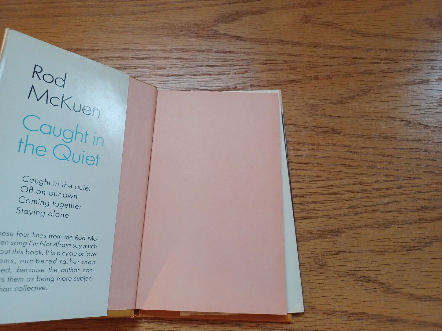 Caught in the Quiet Rod McKuen 1970 Hardcover Dust Jacket Random House