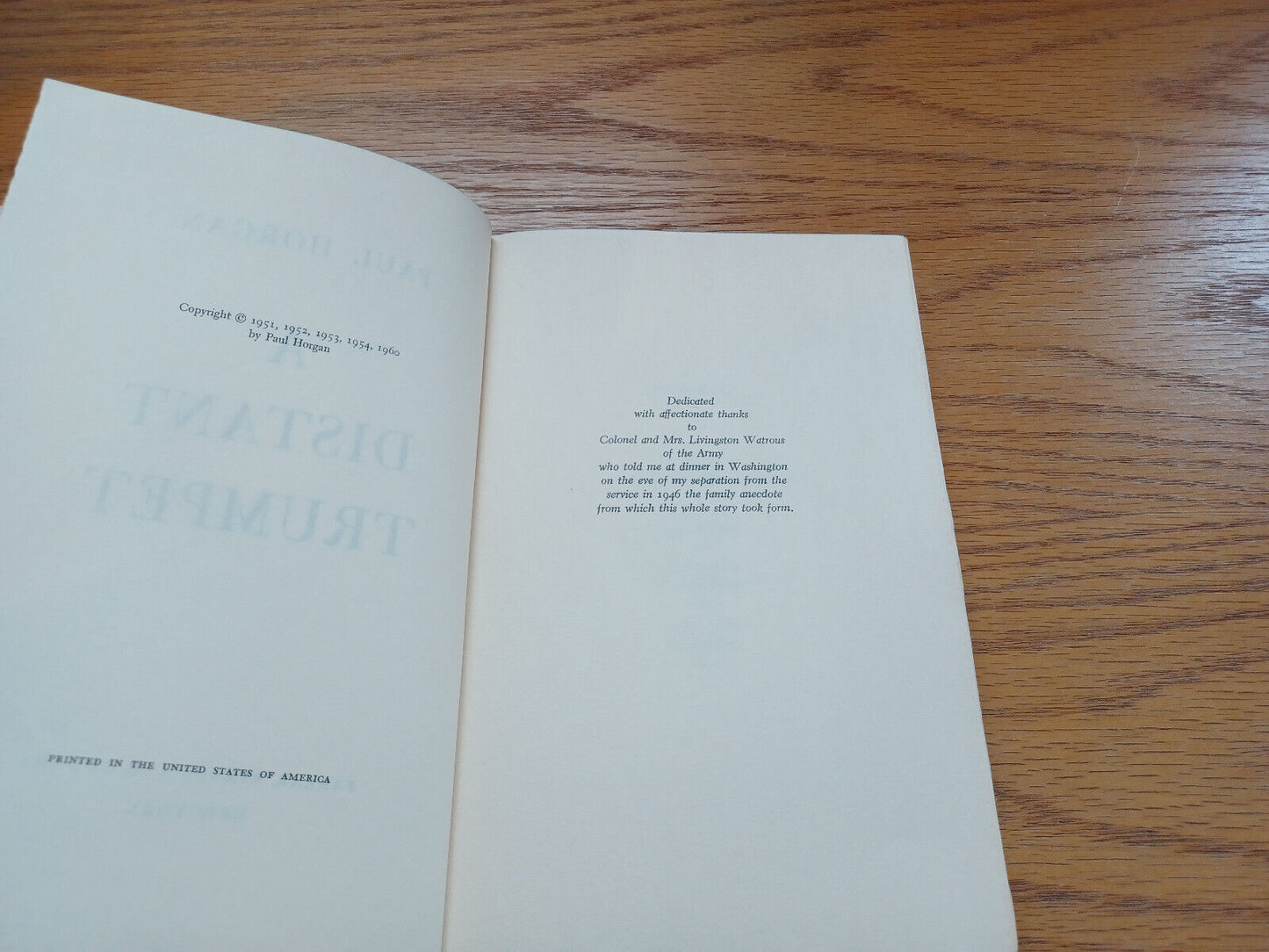 A Distant Trumpet by Paul Horgan 1960