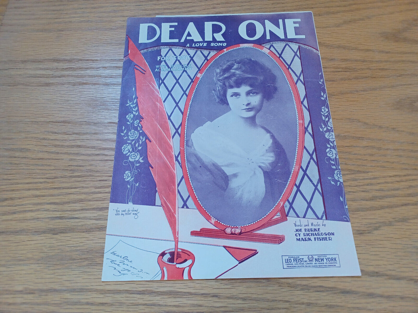 Dear One Joe Burke Cy Richardson Mark Fisher 1924 Leo Feist