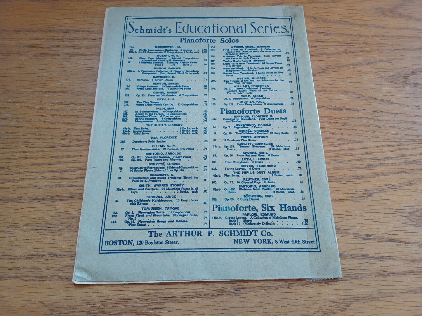 10 Easiest Pieces For The Pianoforte J S Bach 1916 Arthur P Schmidt
