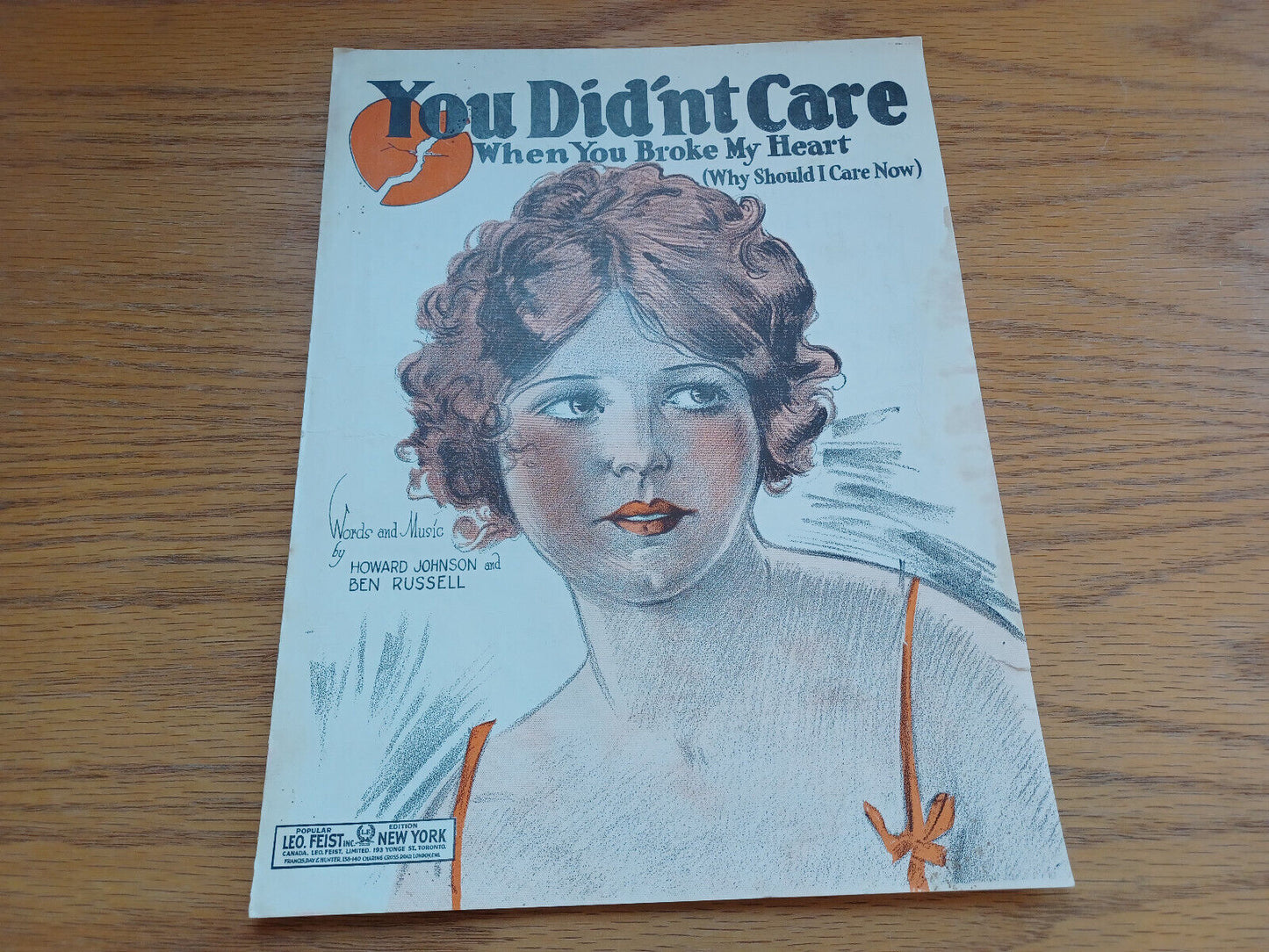 You Didn't Care When You Broke My Heart Howard Johnson And Ben Russell 1923 Leo