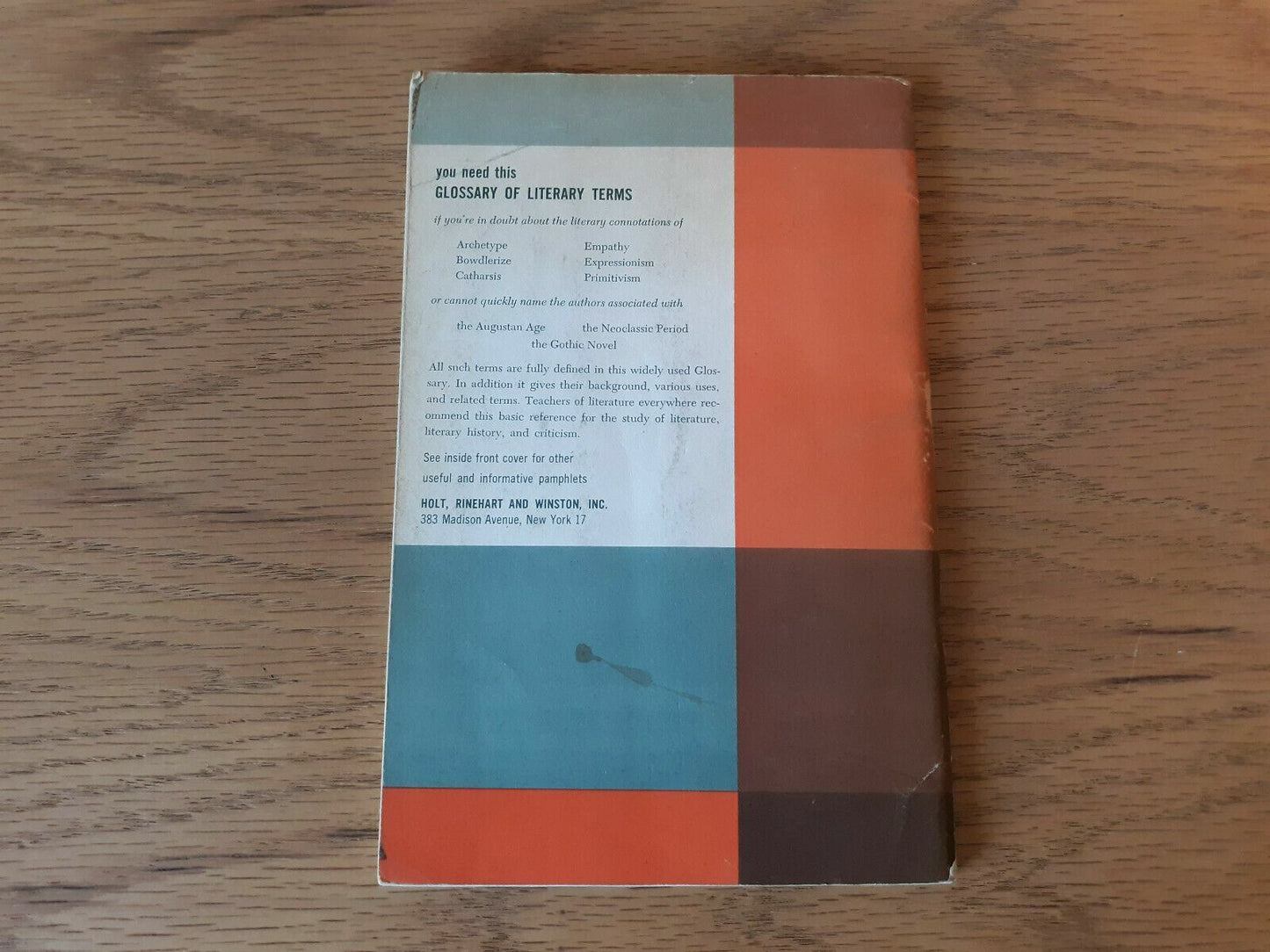A Glossary of Literary Terms, Revised by M. H. Abrams 1961 Paperback