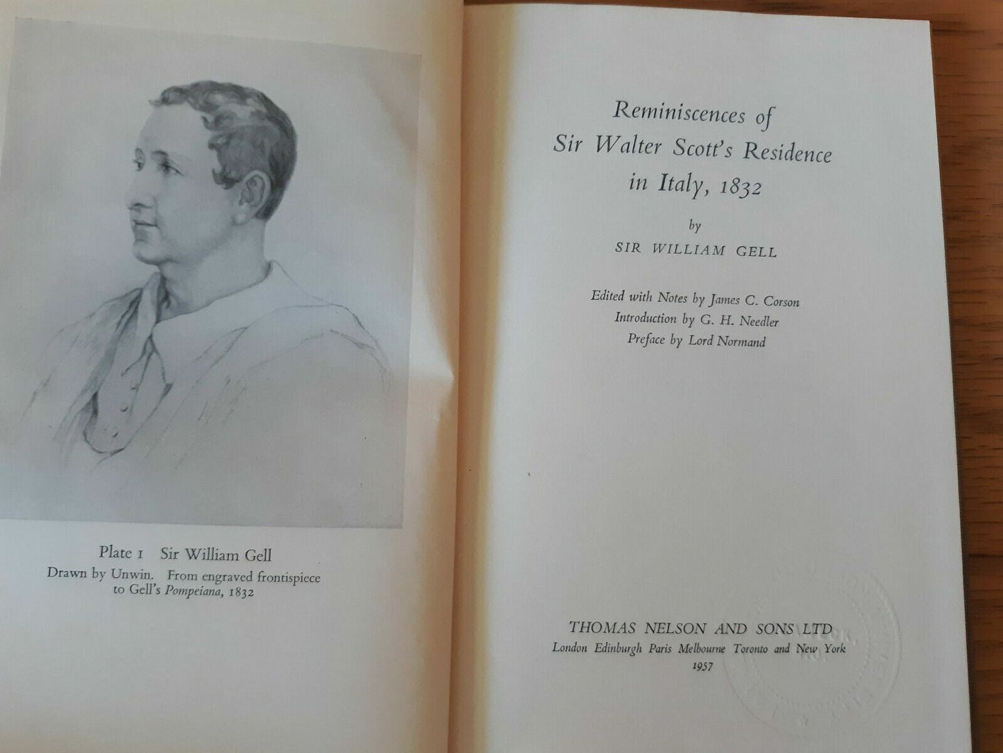 Reminiscences of Sir Walter Scott's Residence in Italy, 1832 HC 1957 Sir Willia