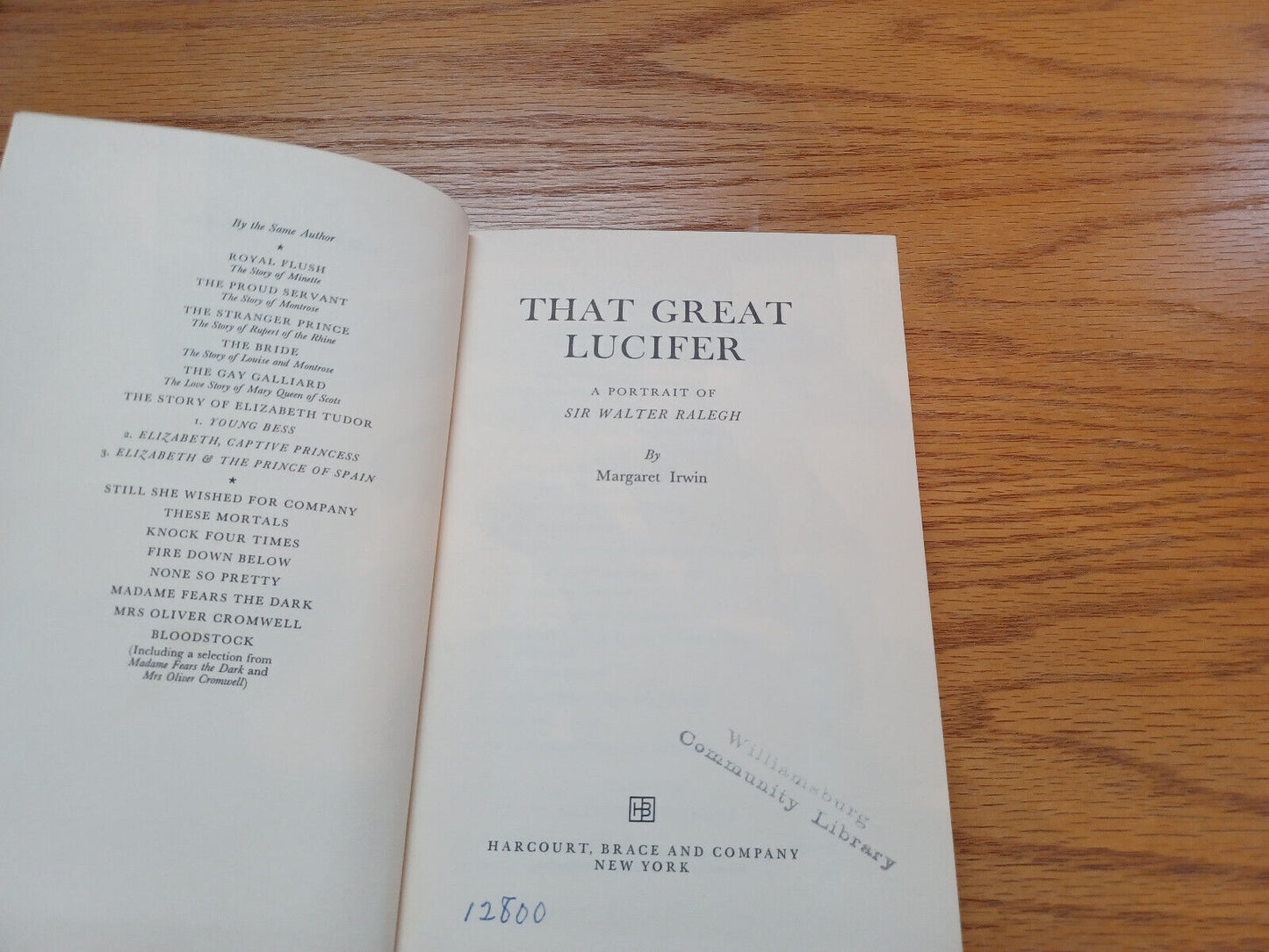That Great Lucifer Margaret Irwin 1960 1st American Edition Hardcover Harcourt B