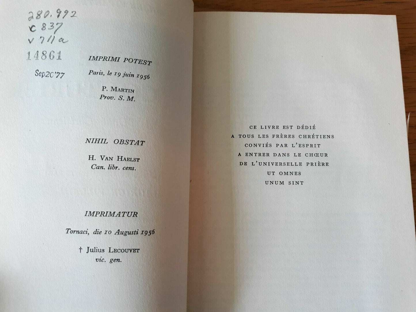 L'abbe Paul Couturier, Apotre De L'unite Chretienne 1957 by VILLAIN M.