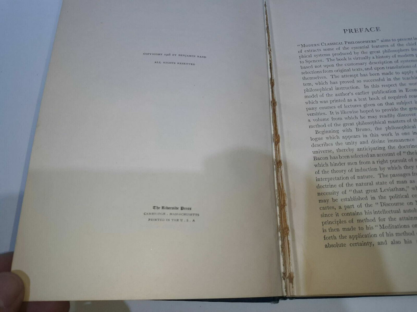 1908 Modern Classical Philosophers, Selections Illustrating Modern Philosophy F