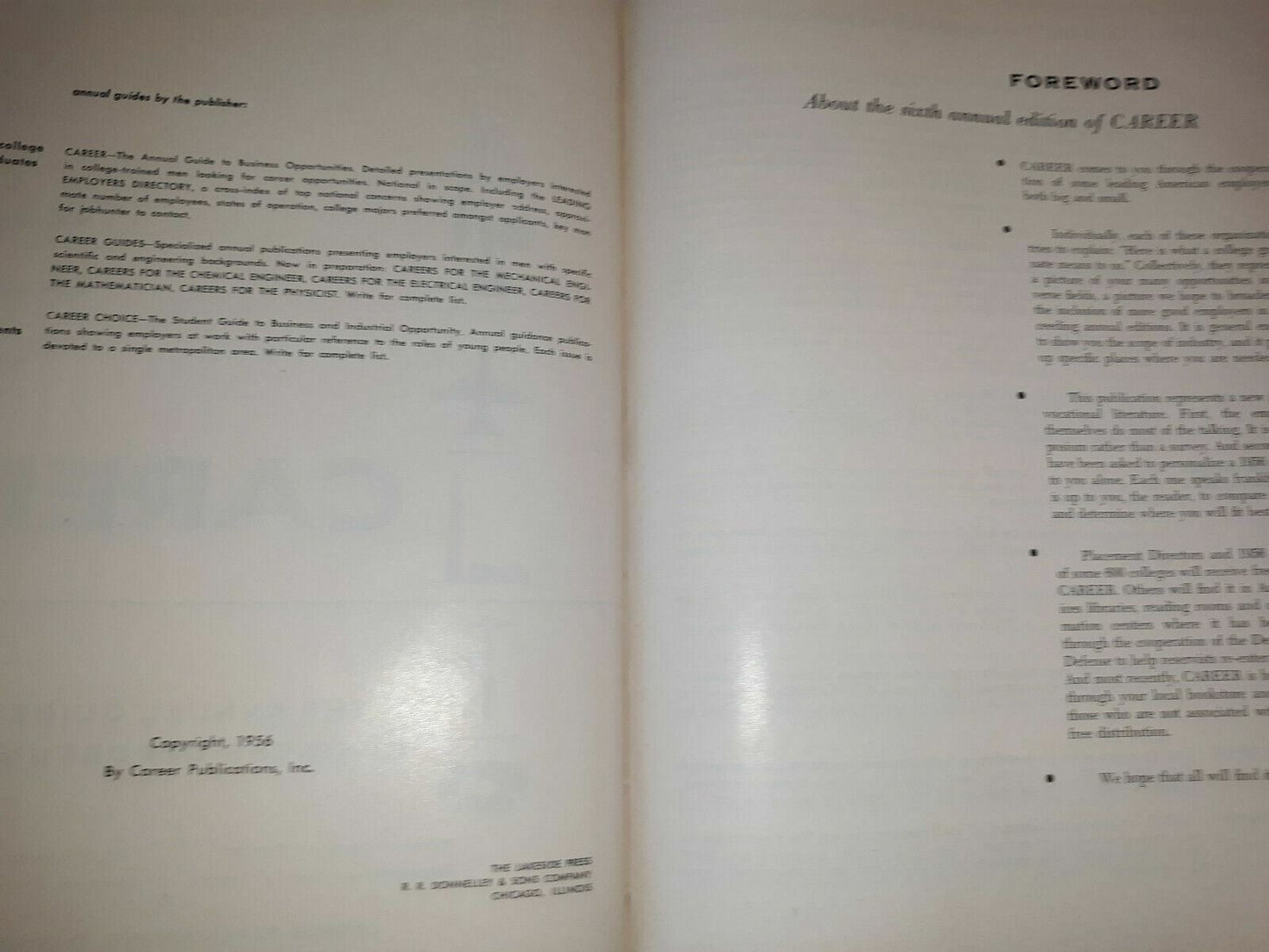 1956 Career: The Annual Guide to Business Opportunities Hardcover