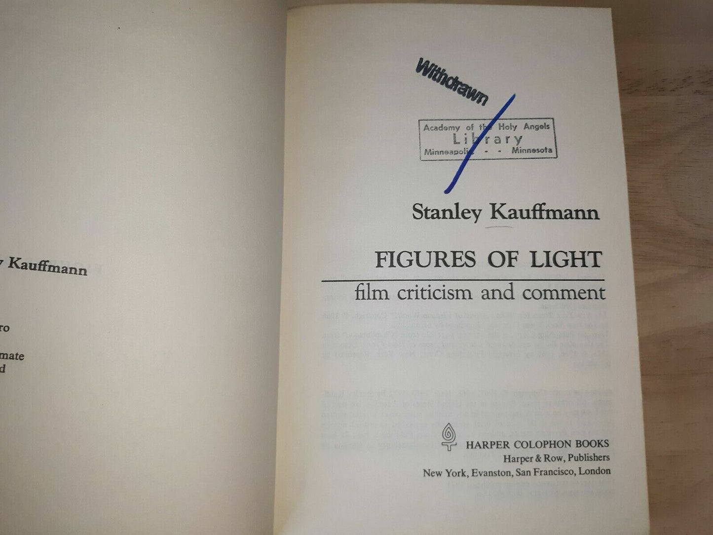 Figures of Light Film Criticism and Commentary Paperback 1971 Stanley Kauffmann