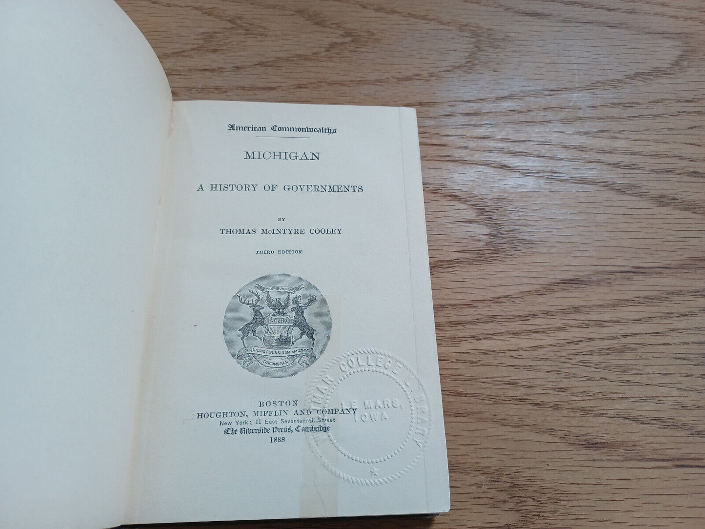 Michigan A History Of Governments By Thomas Mcintyre Cooley 1888