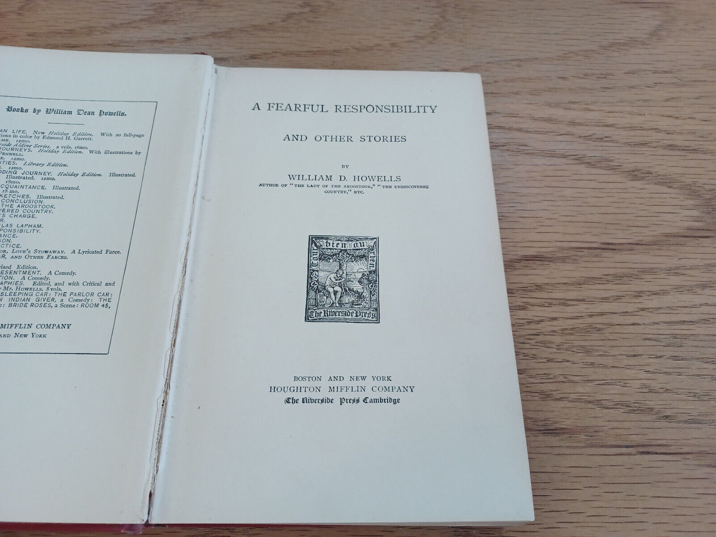 A Fearful Responsibility And Other Stories By William D Howells 1881
