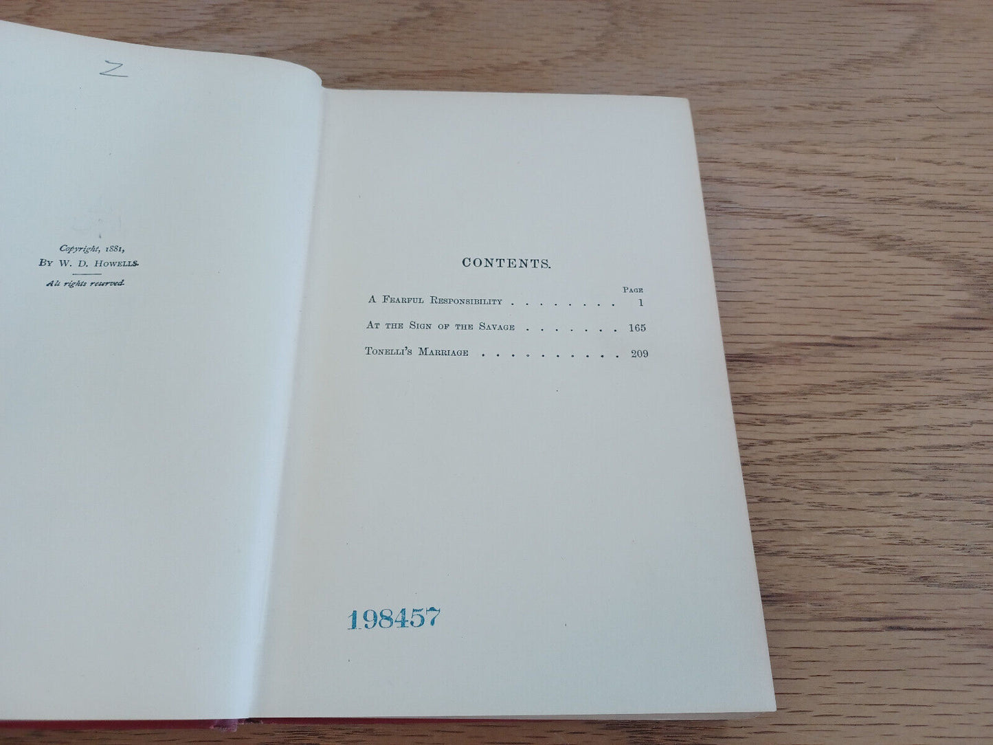 A Fearful Responsibility And Other Stories By William D Howells 1881