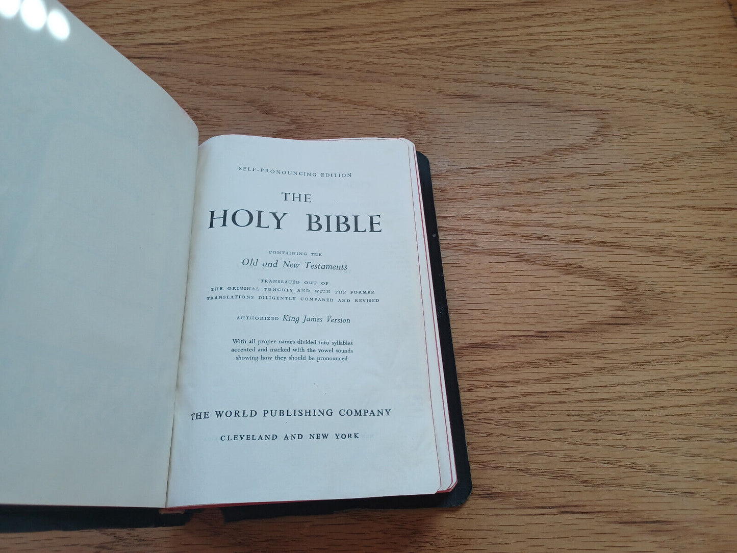 Holy Bible Authorized King James Version Self Pronouncing Red Letter Faux Leathe