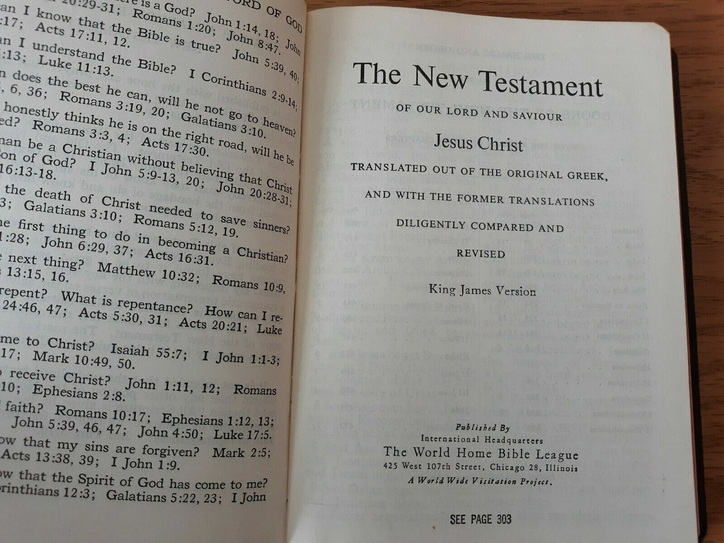 New Testament Large Type Marked Edition KJV Black World Home Bible