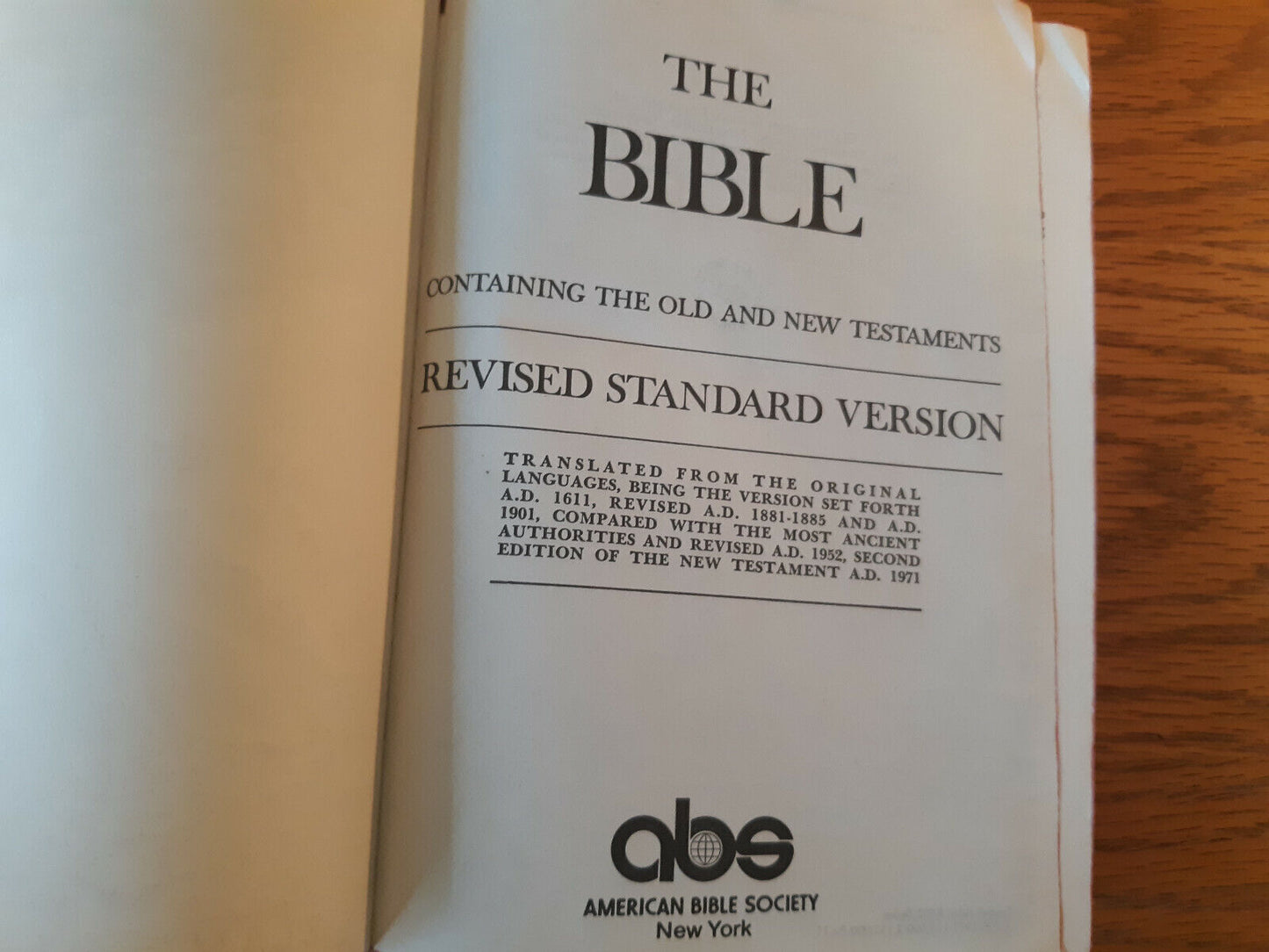 The Bible Revised Standard Version ABS American Bible Society 1971 Hardcover