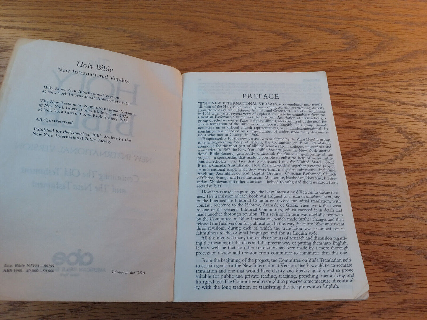 Holy Bible New International Version 1980 Paperback American Bible Society