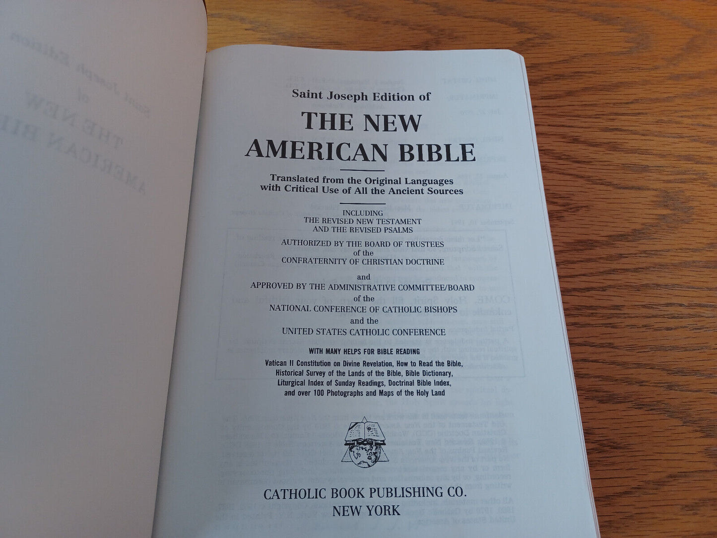 The New American Bible Saint Joseph Edition Large Type Illustrated 1992 Catholic