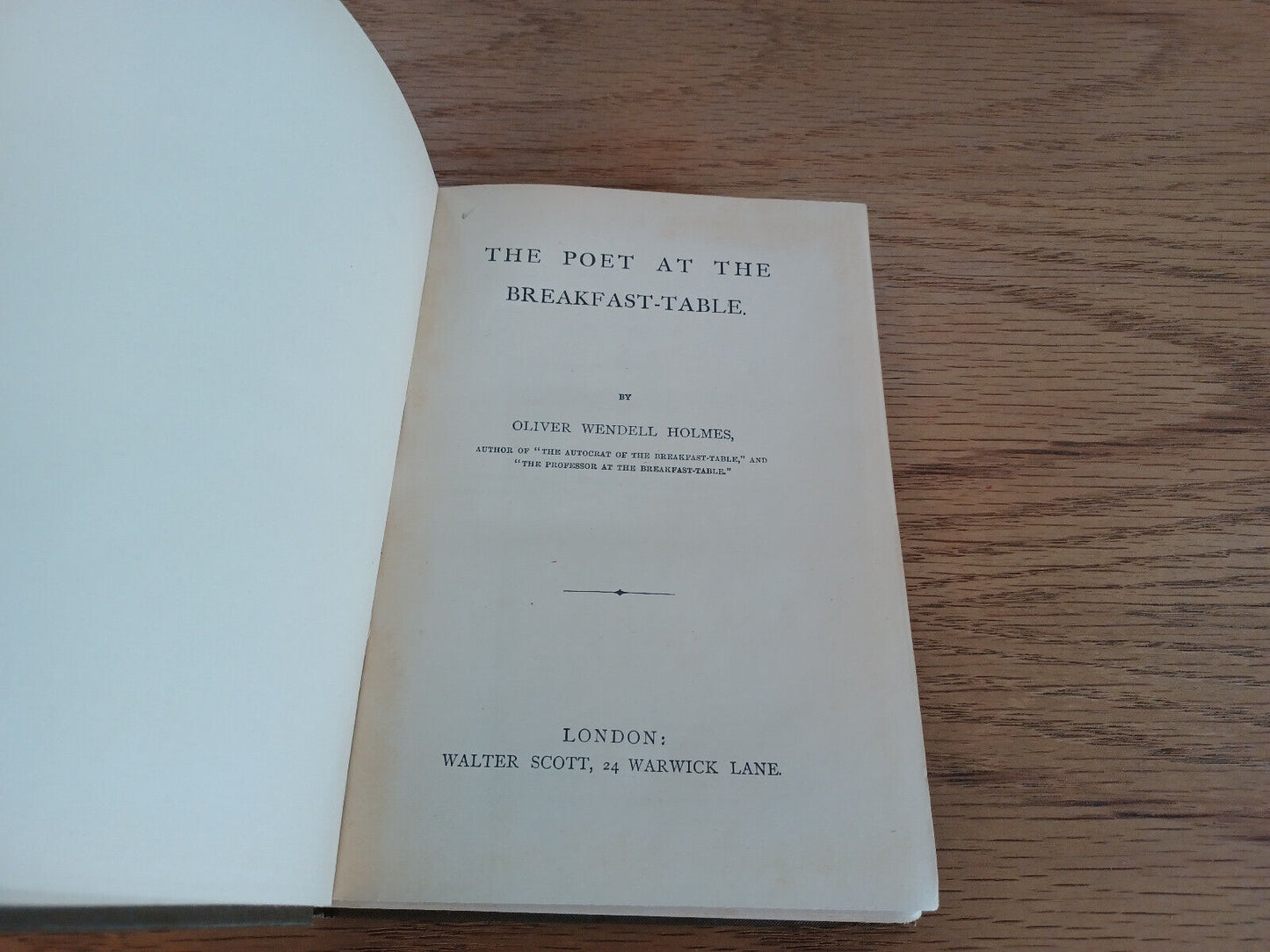 The Poet At The Breakfast Table By Oliver Wendell Holmes Walter Scott