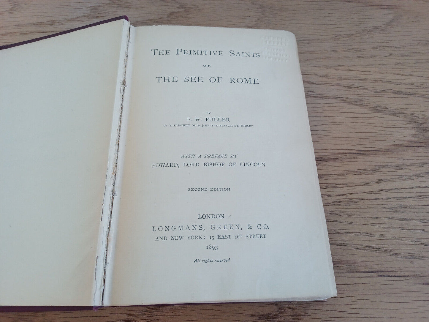 The Primitive Saints And The See Of Rome By F W Puller 1893